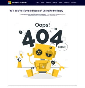 404 page on History of Computers