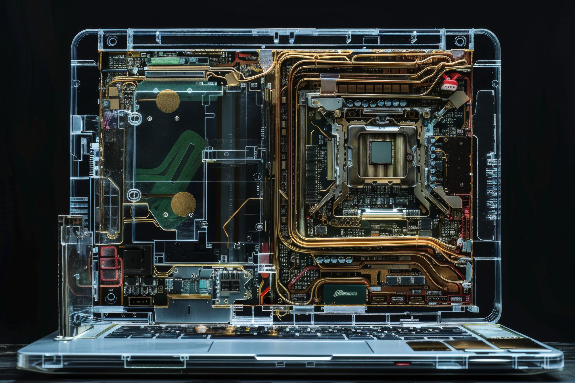 Depiction of motherboard inside laptop